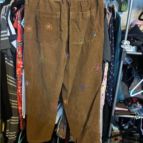 Urban Outfitters Brown Corduroy Pants with Floral Embroidery - Picture 2 of 4
